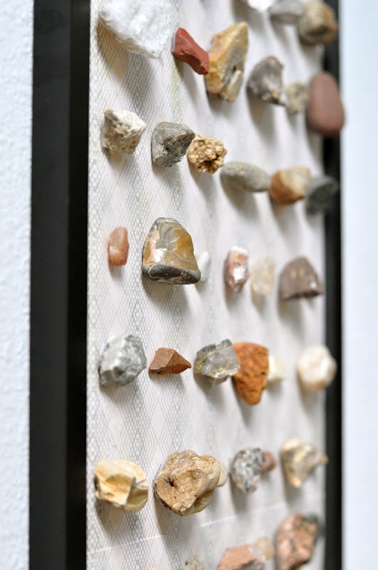 Framed Wall Art with Dimensional Stone Display and 3D Relief