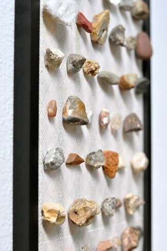 Framed Wall Art with Dimensional Stone Display and 3D Relief