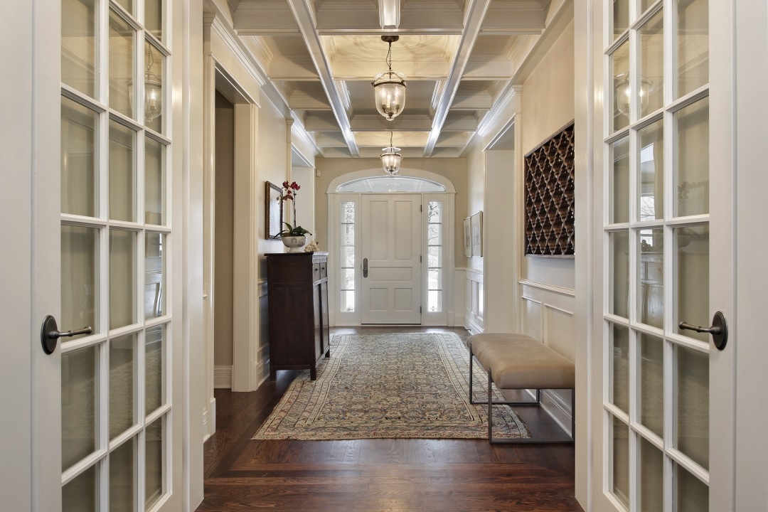French Door Hardware with Lever Style Handle and Dark Bronze Finish