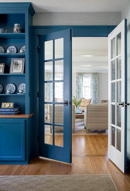 French Door with Contrasting Colors and Matte Black Door Hardware