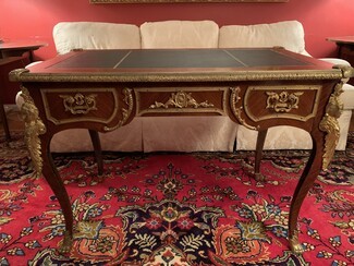 French Ormolu Writing Desk with Green Leather Top
