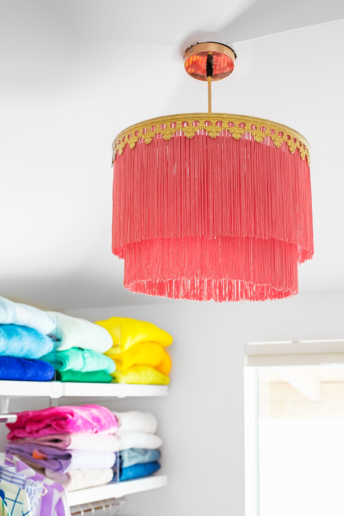 Fringe Chandelier Coral Fringe Scalloped Gold Trim Tiered