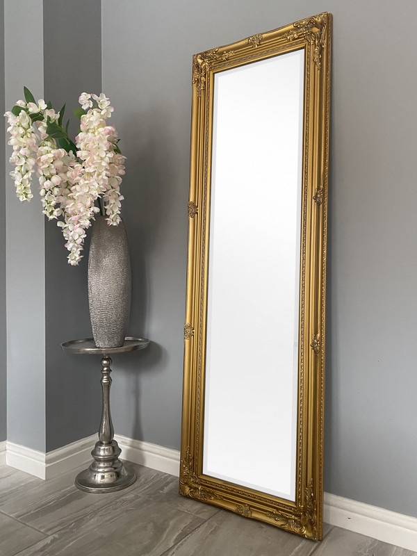 Full Length Mirror Floor Leaning Antique Carved Molding
