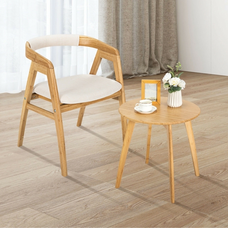 Furniture Set with Curved Backrest and Modern Bamboo Accent Chair