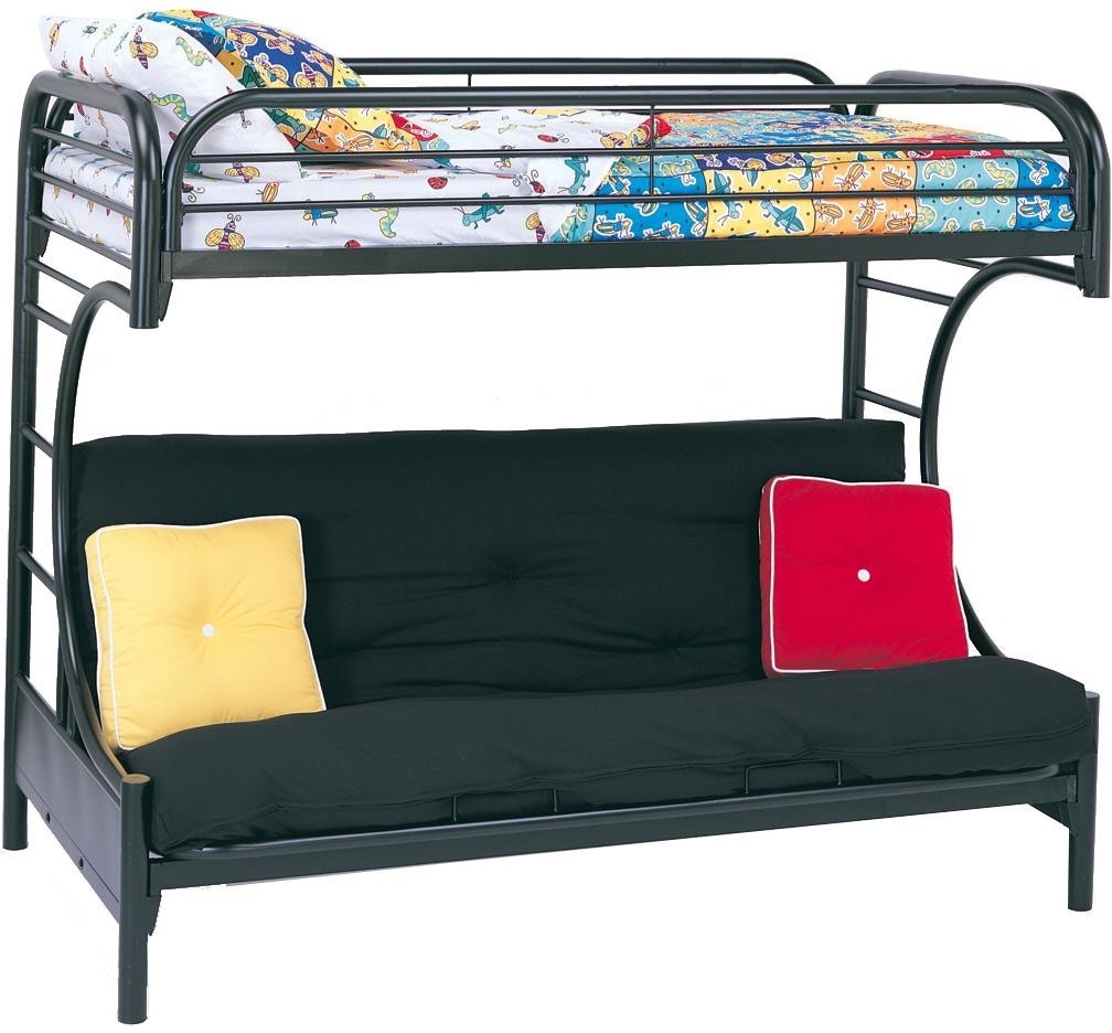 Futon Bunk Bed Curved Frame Twin Over Futon Black.