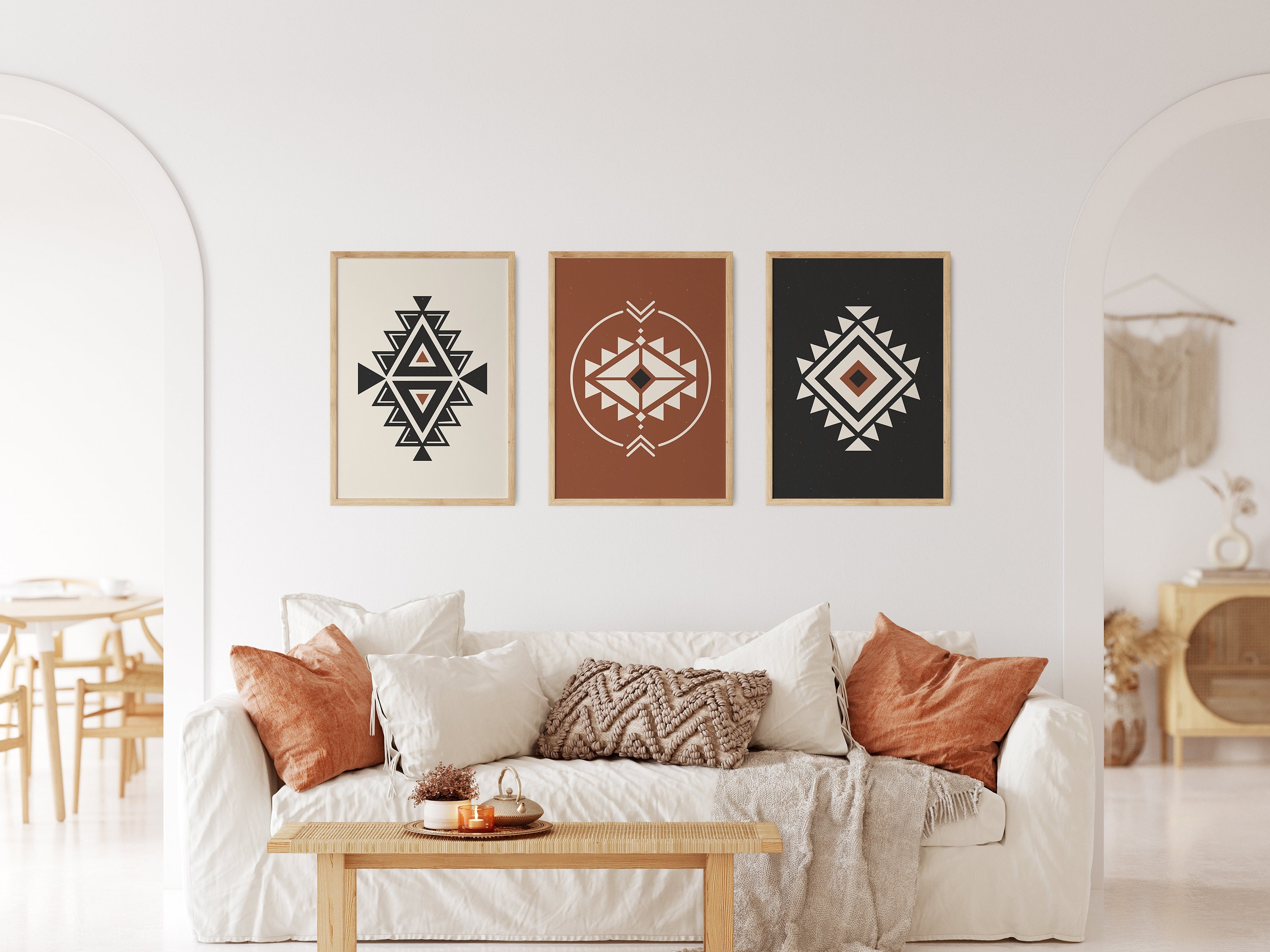 Gallery Wall Set: Geometric Tribal Patterns for Southwest Boho