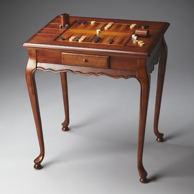 Game Table featuring Cabriole Leg Game Table and Scalloped Apron