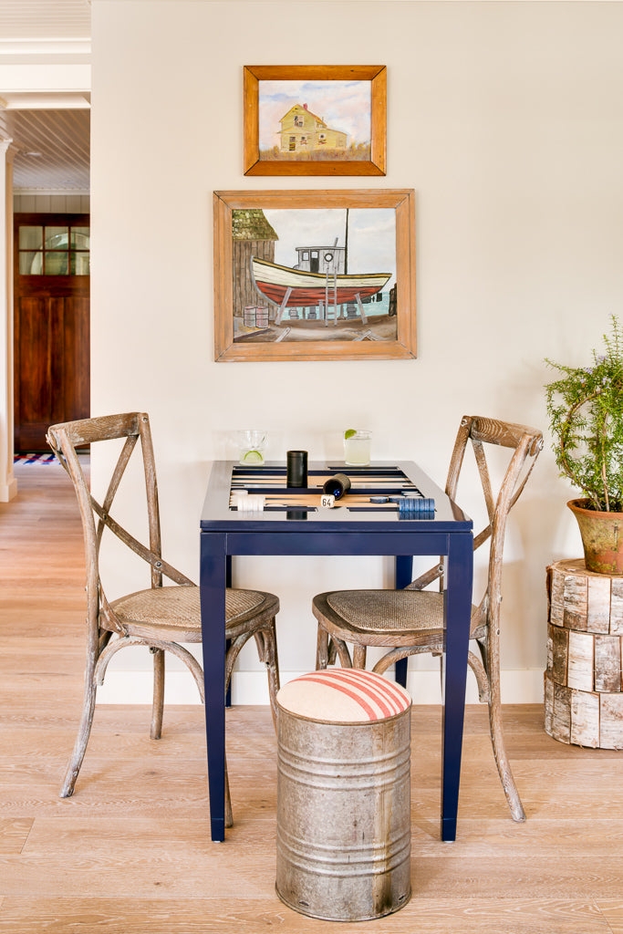 Game Table in Navy Blue Finish for Coastal Game Nook