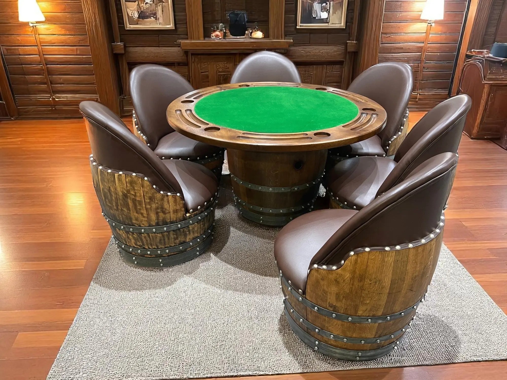 Game Table Set with Integrated Chip Holders and Rivets