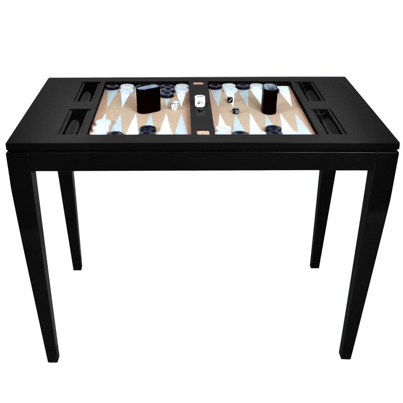 Game Table with High-End Backgammon Set Table and Glossy Lacquer