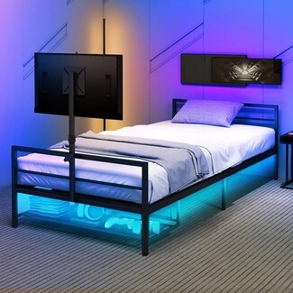 Gaming Bed Footboard TV Mount RGB Underglow Lighting