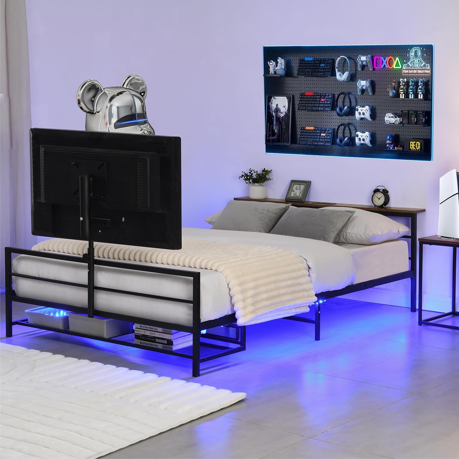 Gaming Bed Ventilated Console Rack LED Underbed Glow