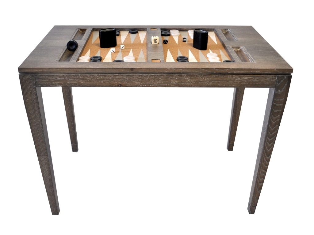 Gaming Table with Driftwood Backgammon Table and Side Bins