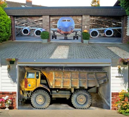 Garage Door Decal Oversized Vehicle Perspective 3D Garage Mural