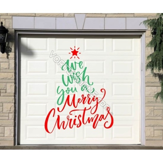 Garage Door Decal Typographic Tree Shape Typographic Exterior Art