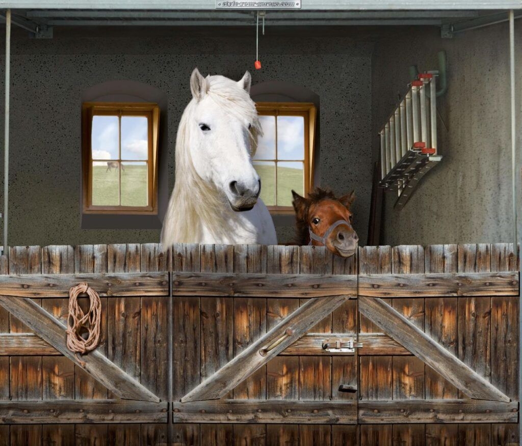 Garage Door Decal Weathered Wood Gate Realistic Horse Stable Wrap