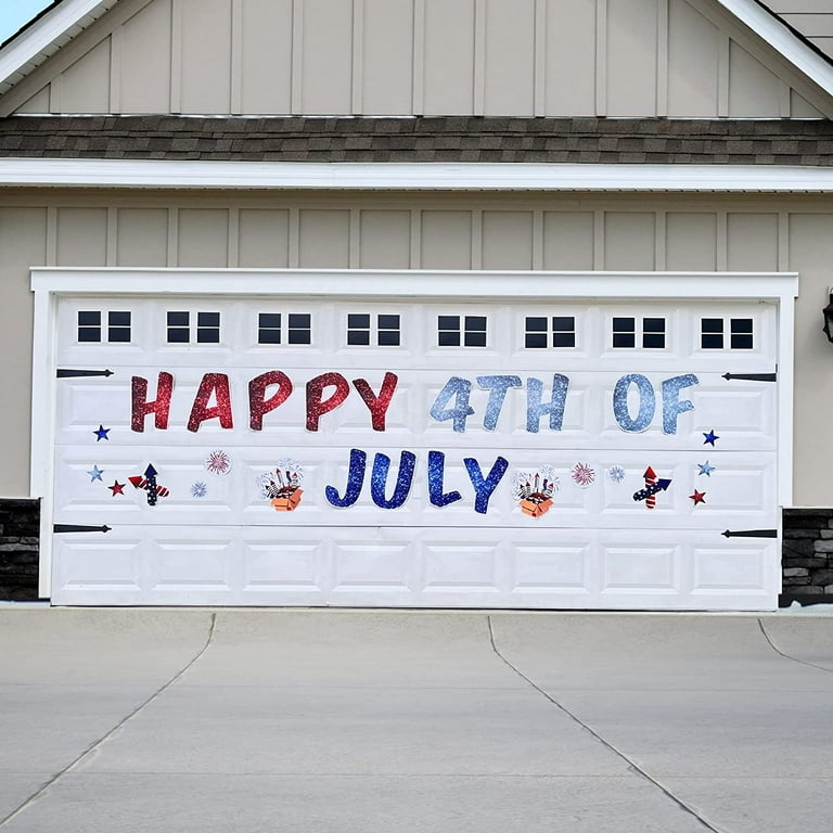 Garage Door Decals Jumbo Lettering Glitter 4th of July Garage Decor