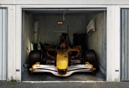 Garage Door Mural Hyper Realistic Yellow Race Car Garage Decor