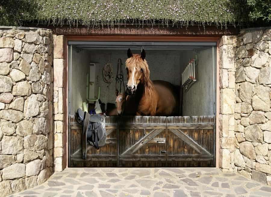 Garage Door Sticker Horse Motif 3D Mural Farmhouse Garage Makeover