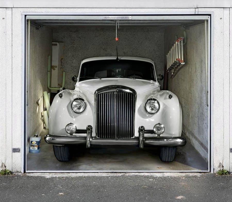 Garage Door Sticker Vintage Car Print 3D Illusion Garage Decal