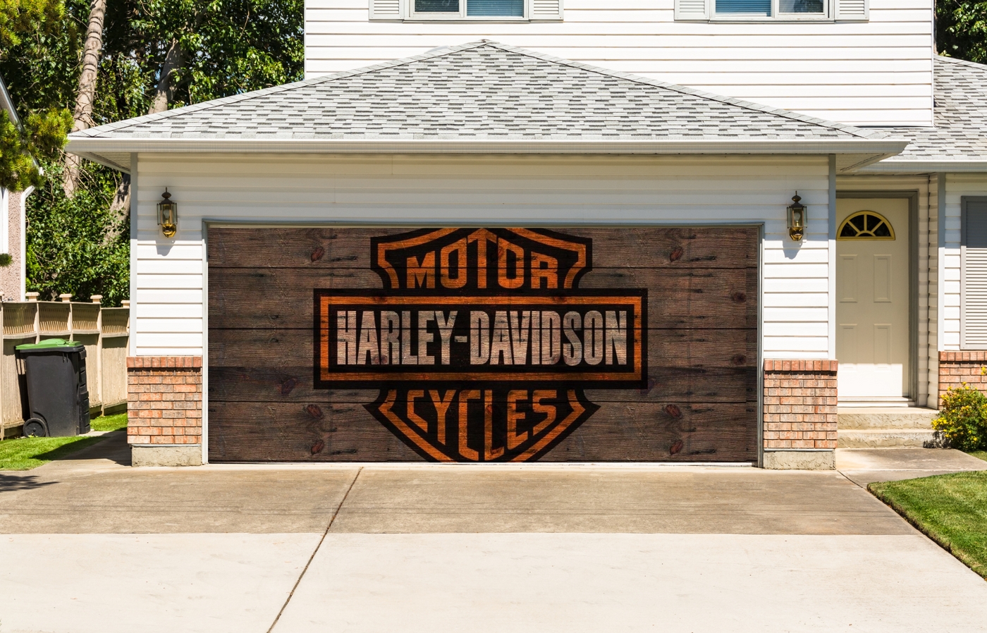 Garage Door Wrap Harley Davidson Faux Wood Plank Garage Wrap