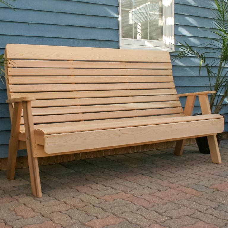 Garden Bench in Cedar Wood Slatted Outdoor Patio Seating