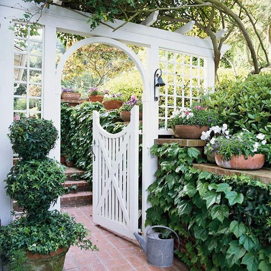 Garden Gate featuring Arched Arbor Structure in White