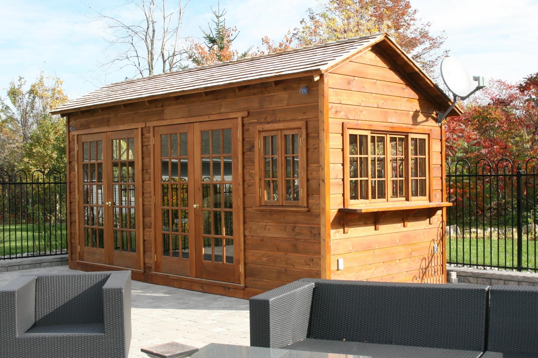 Garden Shed Double French Doors and Serving Ledge