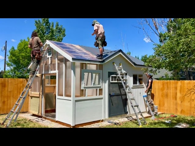 Garden Shed with Dual Peaked Roof and Greenhouse Combo