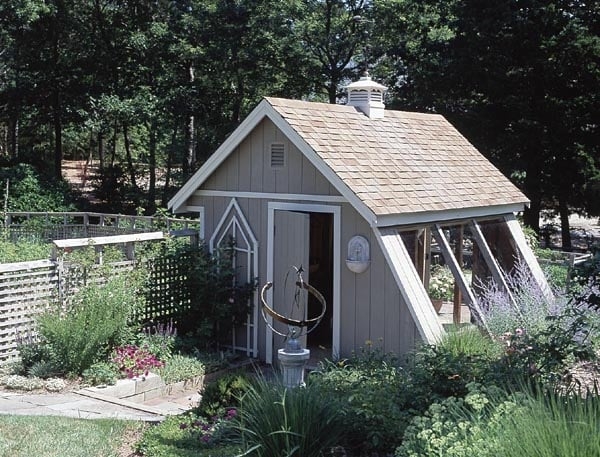 Garden Shed with Rooftop Cupola and Traditional Taupe