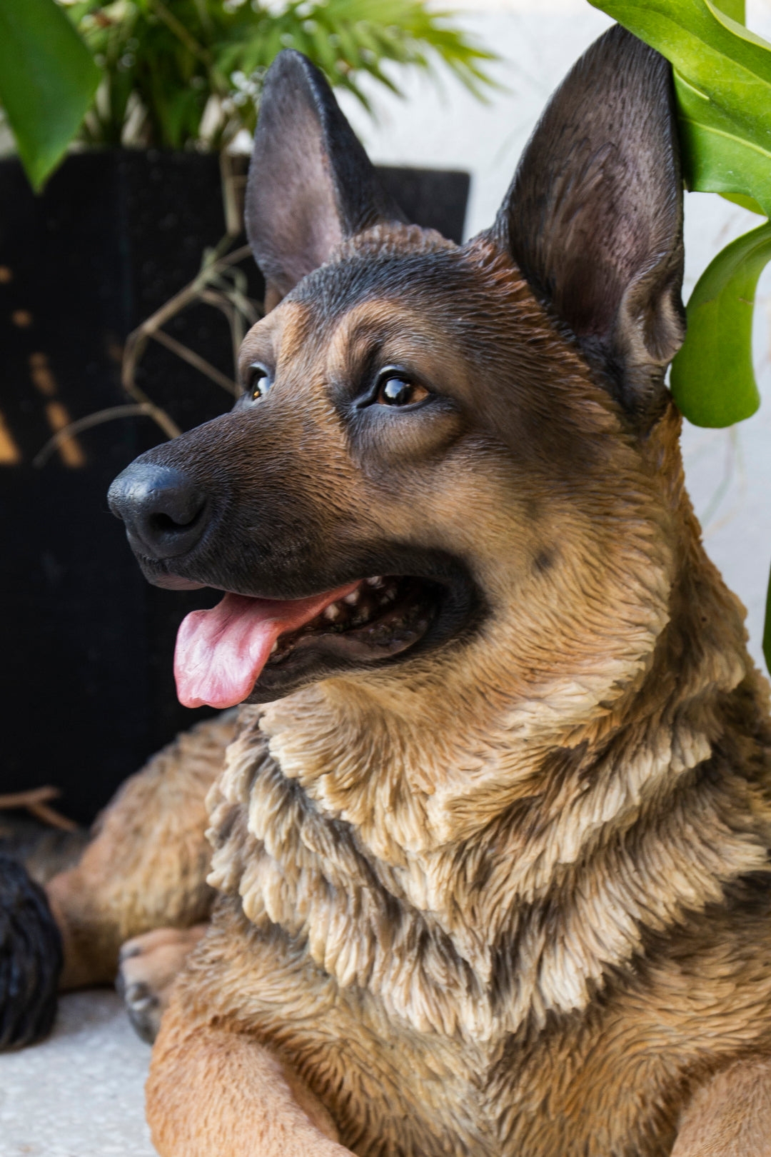 Garden Statue in Lying Pose with Realistic Canine Lawn Ornament