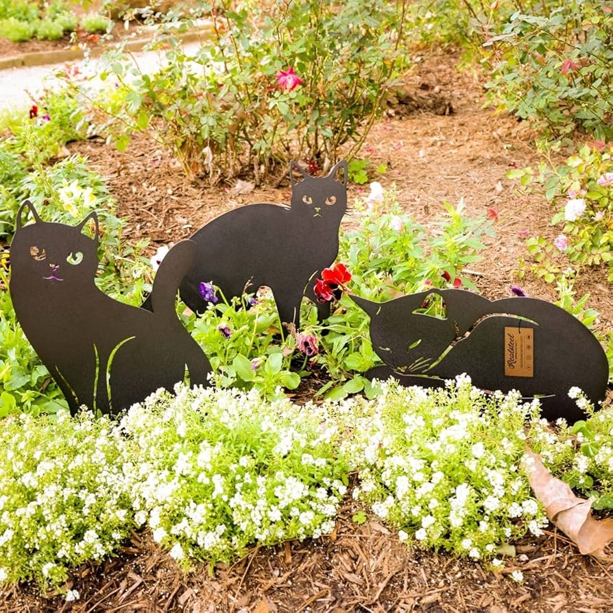 Garden Statue: Three Piece Set Matte Black Silhouettes