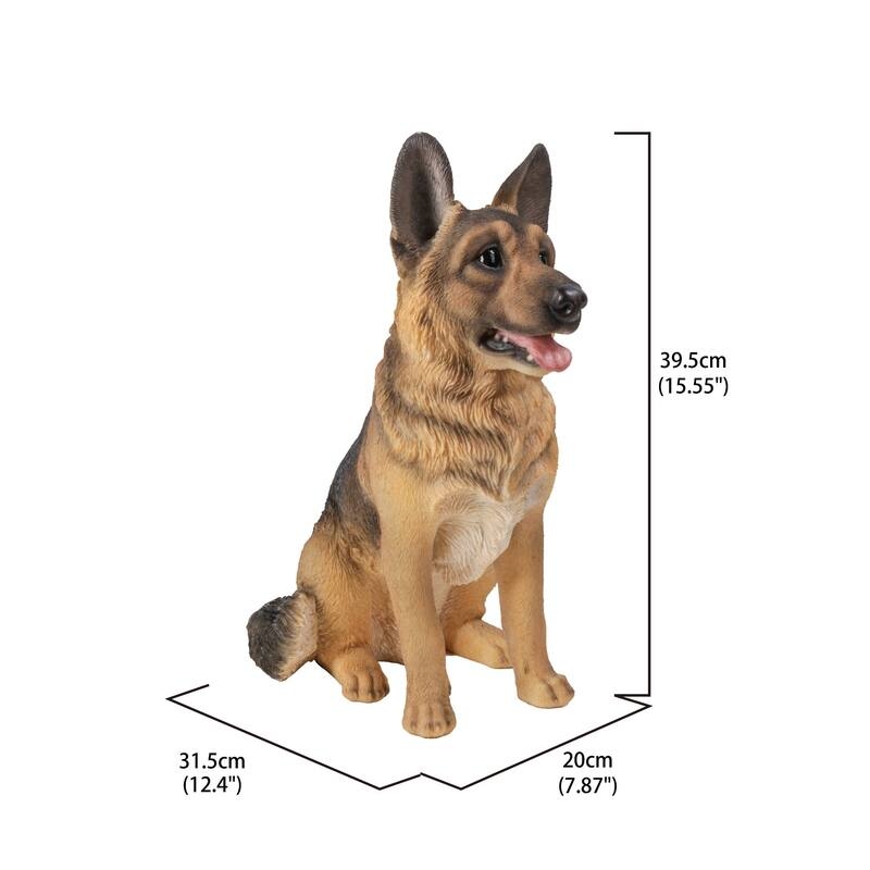 Garden Statue with Hand Painted Shading Sitting Canine Sculpture