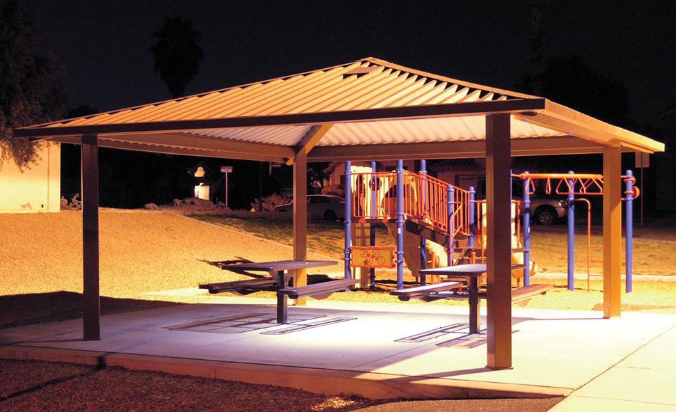 Gazebo Corrugated Metal Roof Square Pillars Industrial