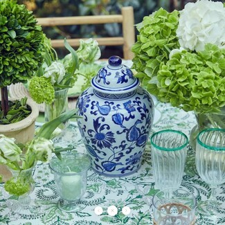 Ginger Jar Floral Vines Emerald Garden Al Fresco Dining