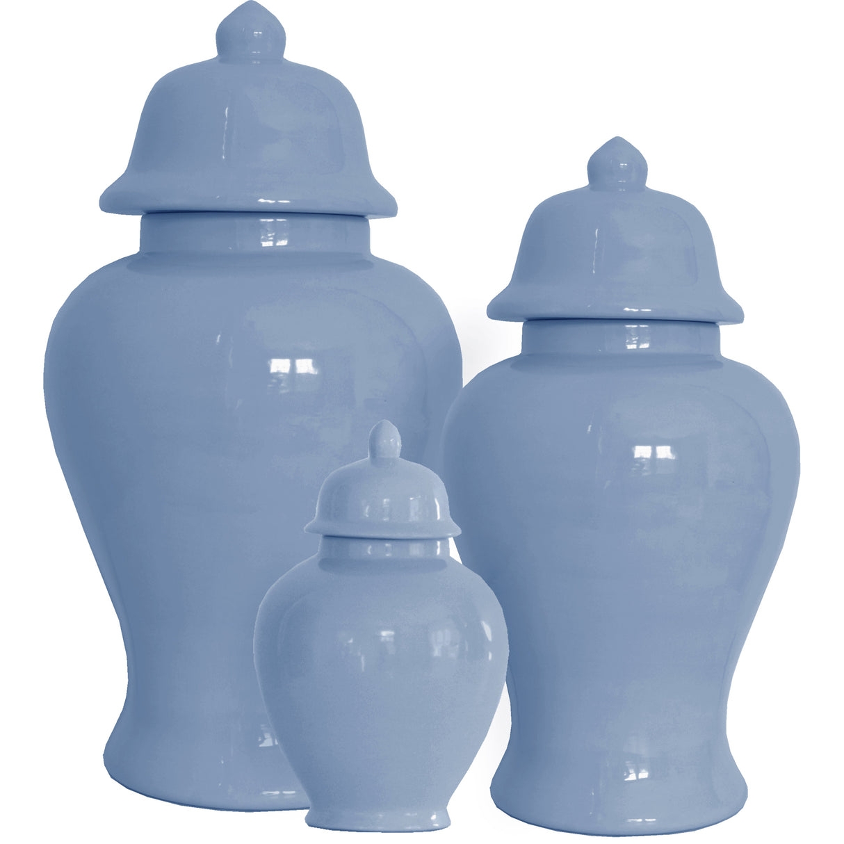 Ginger Jar French Blue Glossy Trio Blue Decorative Urns