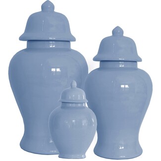 Ginger Jar French Blue Glossy Trio Blue Decorative Urns