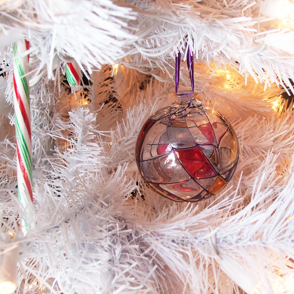 Hanging Ornament Stained Glass Pattern Colorful Crystal Sphere