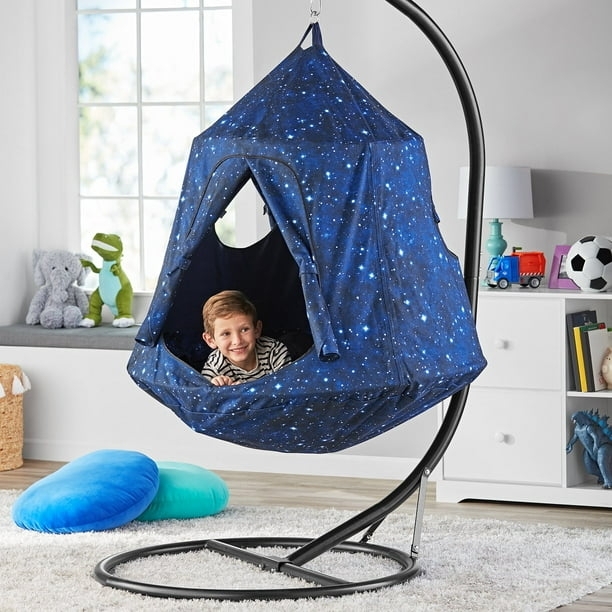 Hanging Pod Galaxy Print C-Frame Stand Kids Sensory Swing