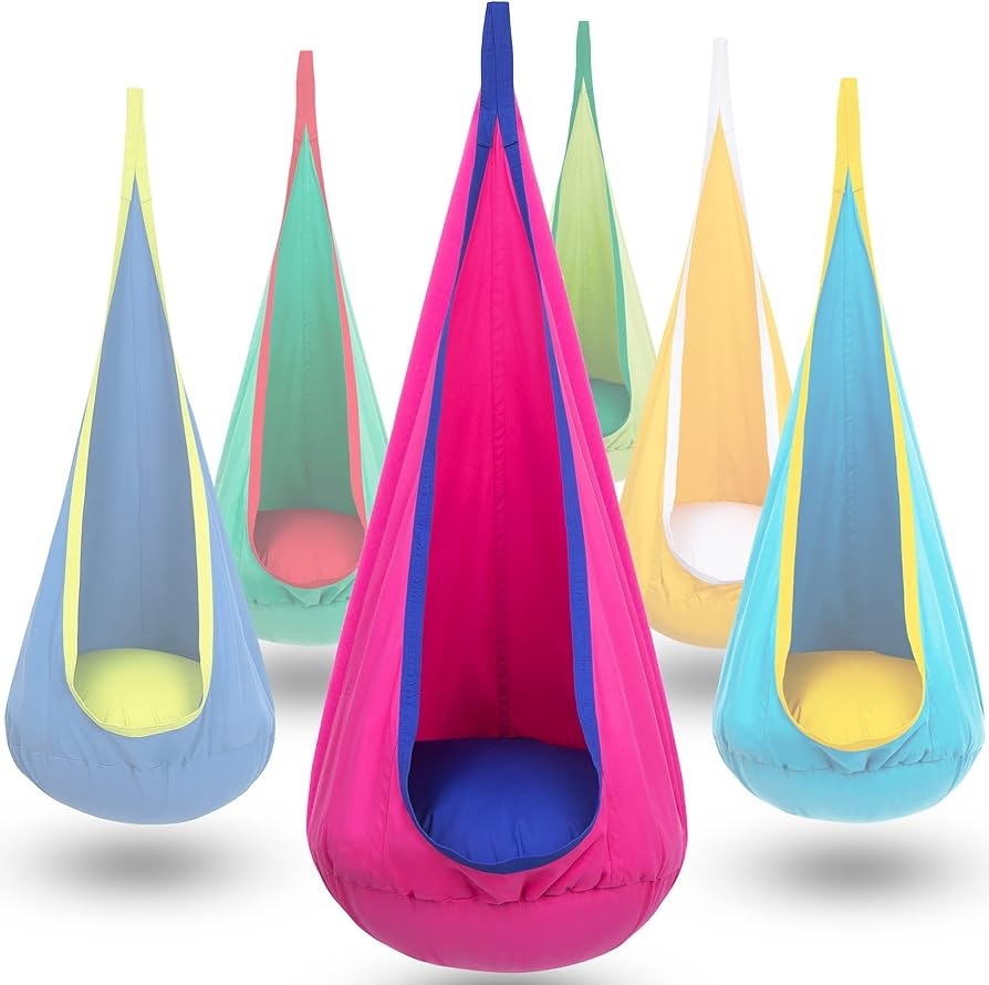 Hanging Pod Swing Contrast Trim Teardrop Shape Play Seat