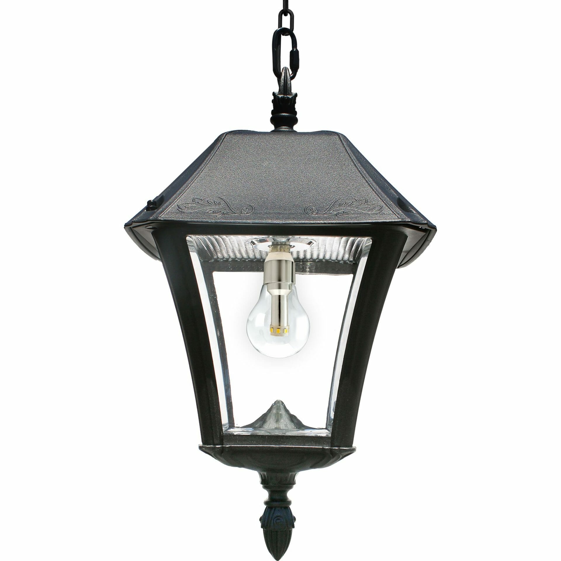 Hanging Solar Lantern Embossed Scrollwork Carriage Lantern