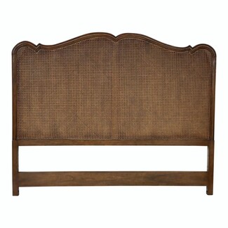 Headboard With Camelback Silhouette and Woven Cane