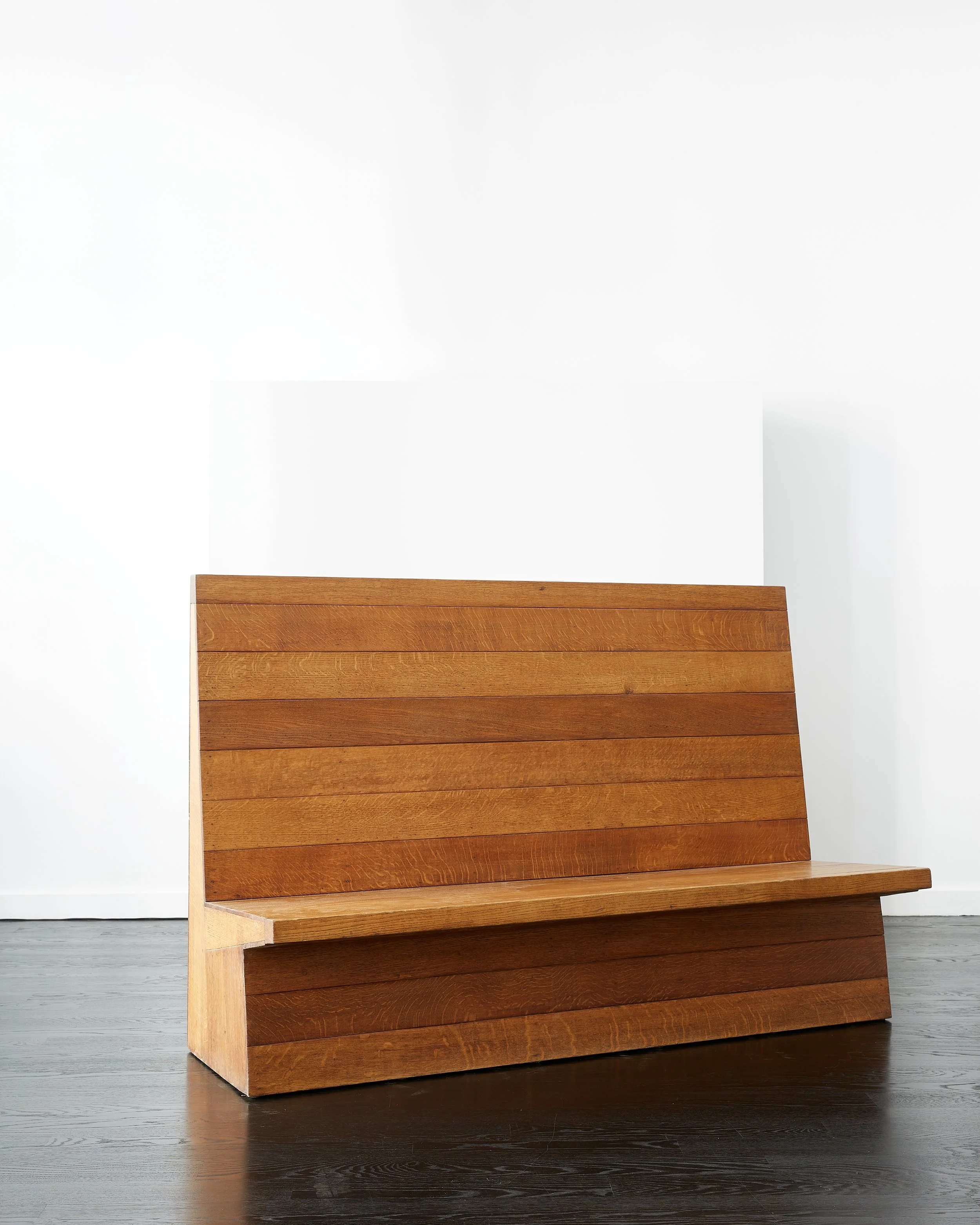 High Back Bench Horizontal Planks Minimalist Oak Seating