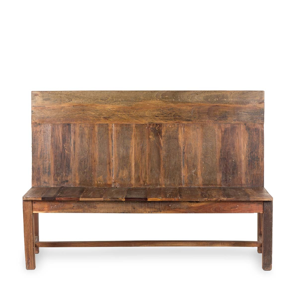 High Back Bench in Stripped Wood Farmhouse Dining Seat