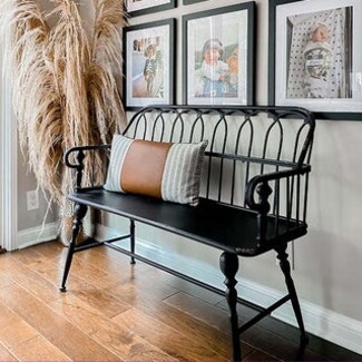 High Back Bench Matte Black Arched Spindle Back Settee