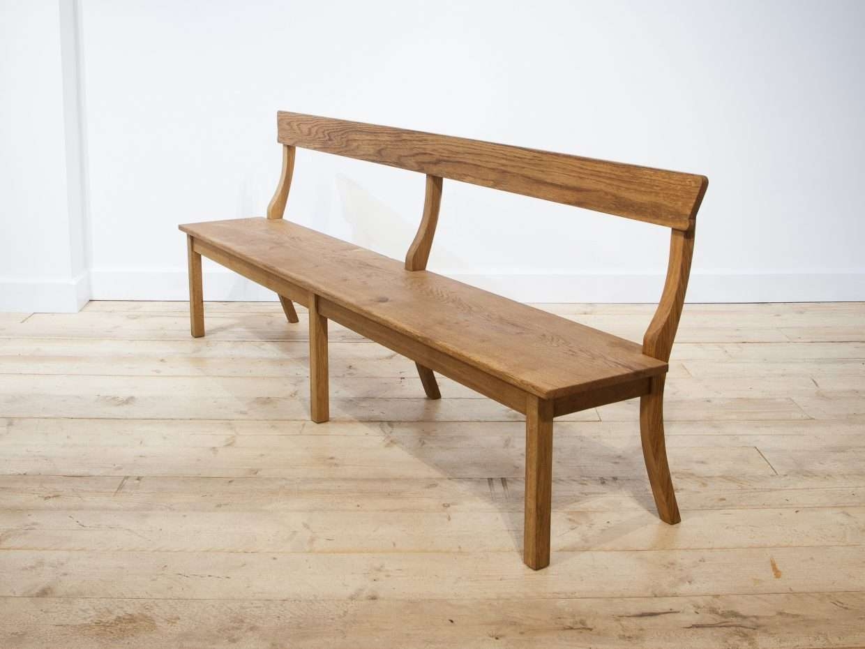 High Back Bench with Six Legs Farmhouse Oak Hallway Seating