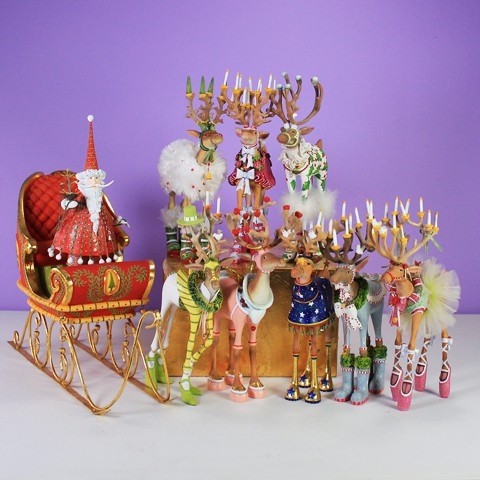Holiday Decor Set: Antler Candelabras Folk Art Christmas Display