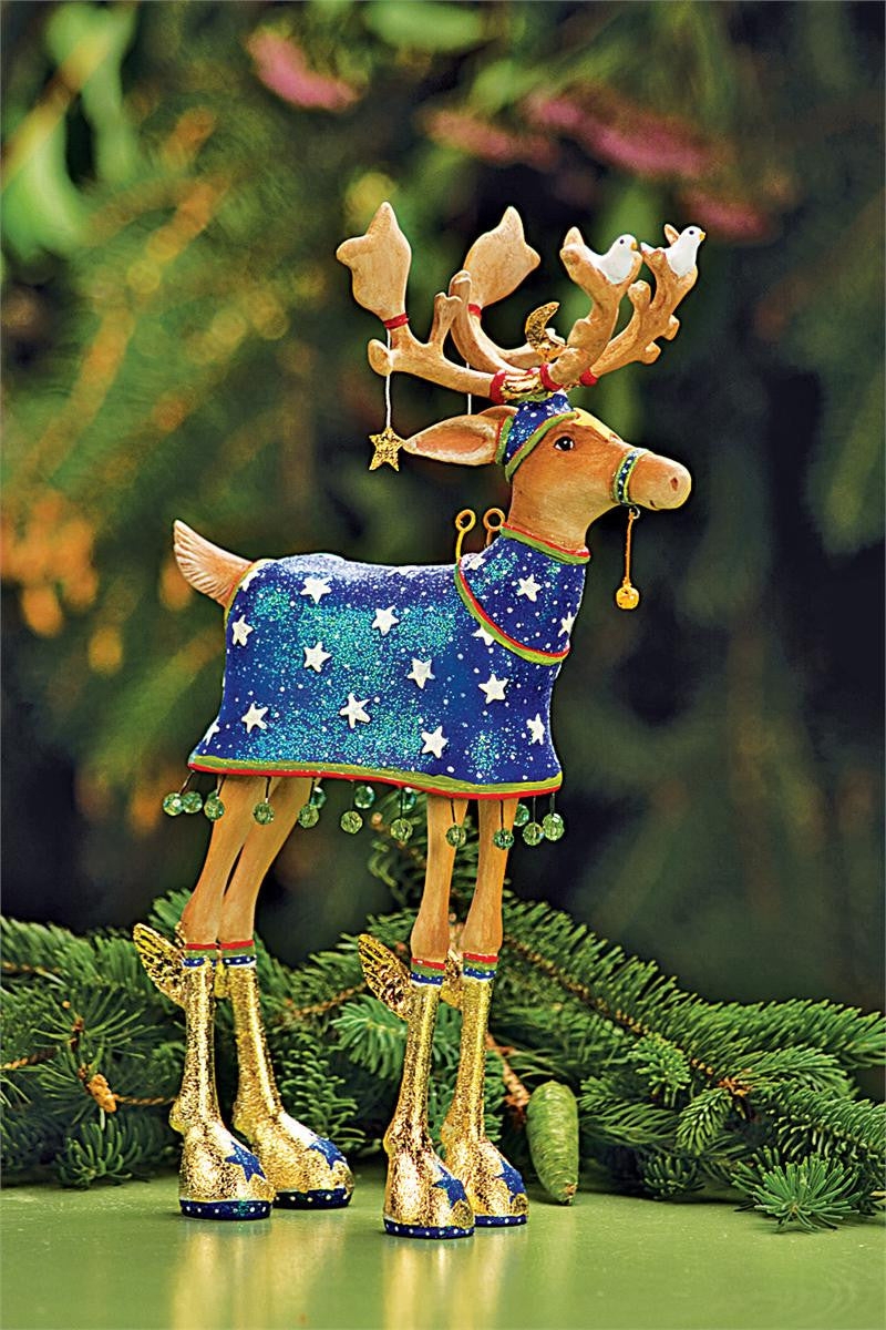 Holiday Figurine: Star Patterned Coat Starry Night Reindeer