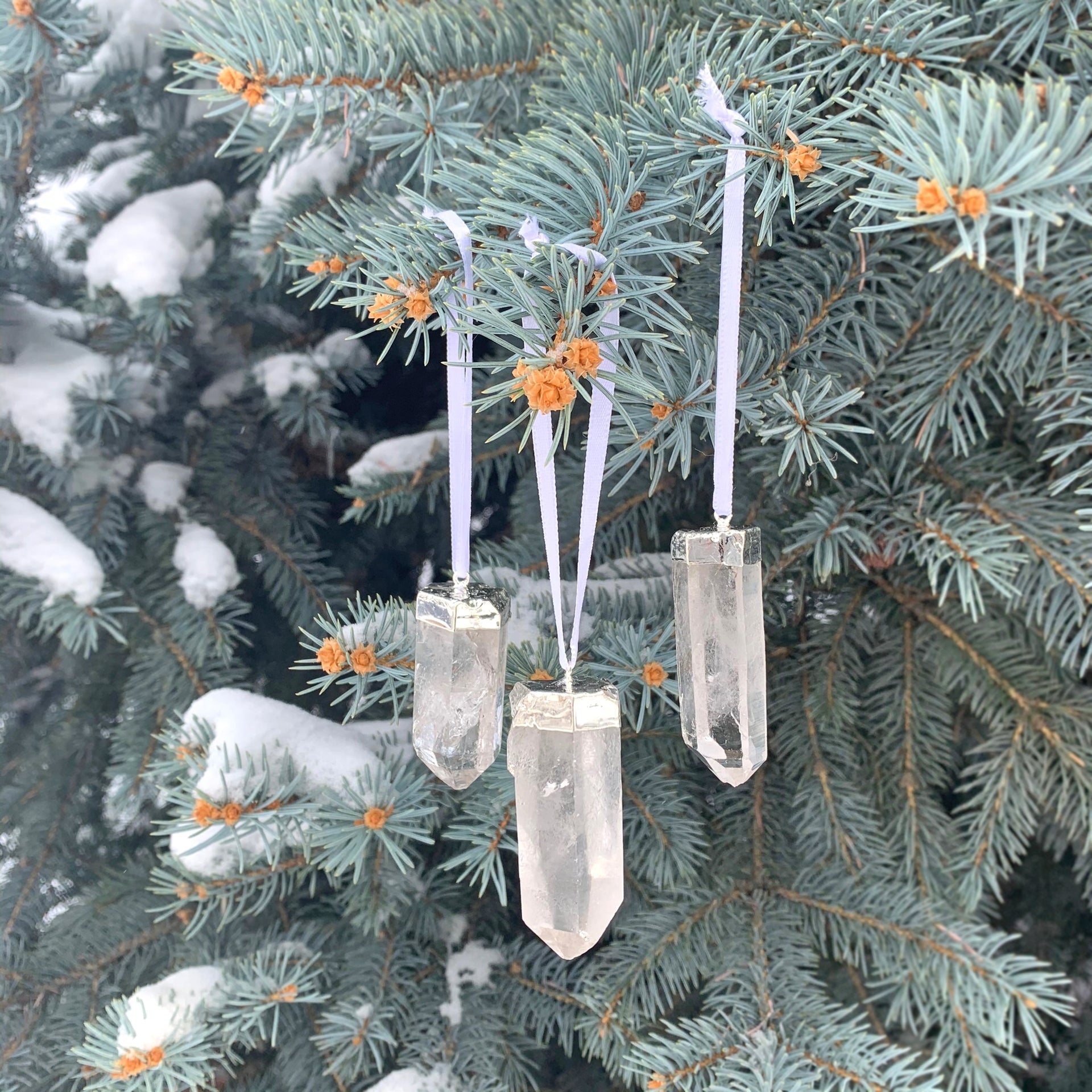 Holiday Ornament Hexagonal Points Natural Stone Tree Decorations
