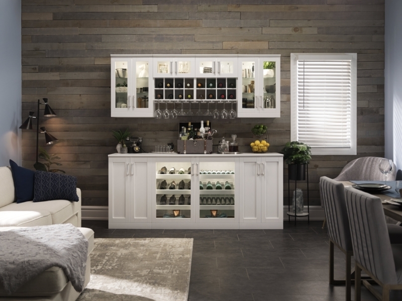 Home Bar Cabinet Shaker Style Integrated Lighting Set